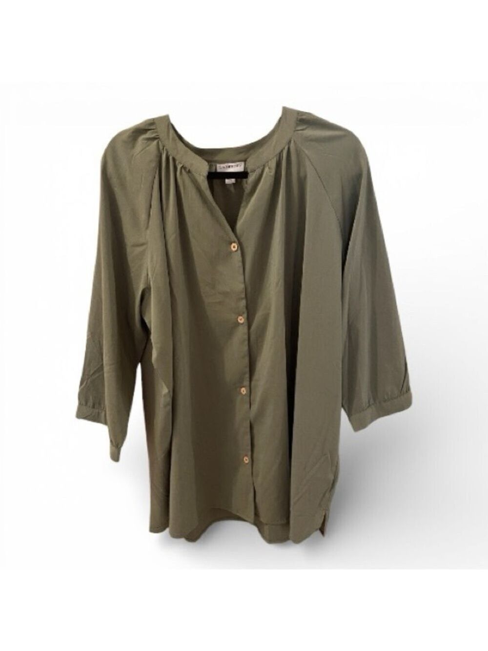 Catherines Tunic Button Front Olive Green 1X